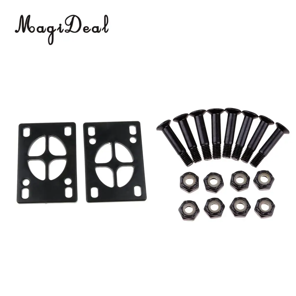 Longboard Skateboard Hardware Kit Rubber Skateboard Riser Pad Shock Proof and Mounting Screws Set Black Outdoors
Longboard Skateboard Hardware Kit Rubber Skateboard Riser Pad Shock Proof and Mounting Screws Set Black Outdoors