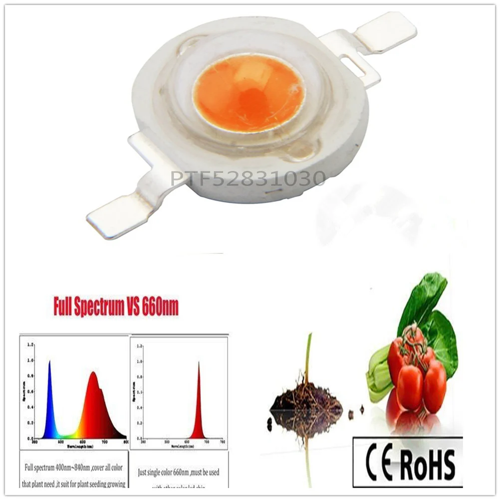 50pcs 3W high power led Lamp plant grow light Bulb full spectrum 400-840nm 45MIL Chip 3.2-3.4 700mA180-200LM
50pcs 3W high power led Lamp plant grow light Bulb full spectrum 400-840nm 45MIL Chip 3.2-3.4 700mA180-200LM