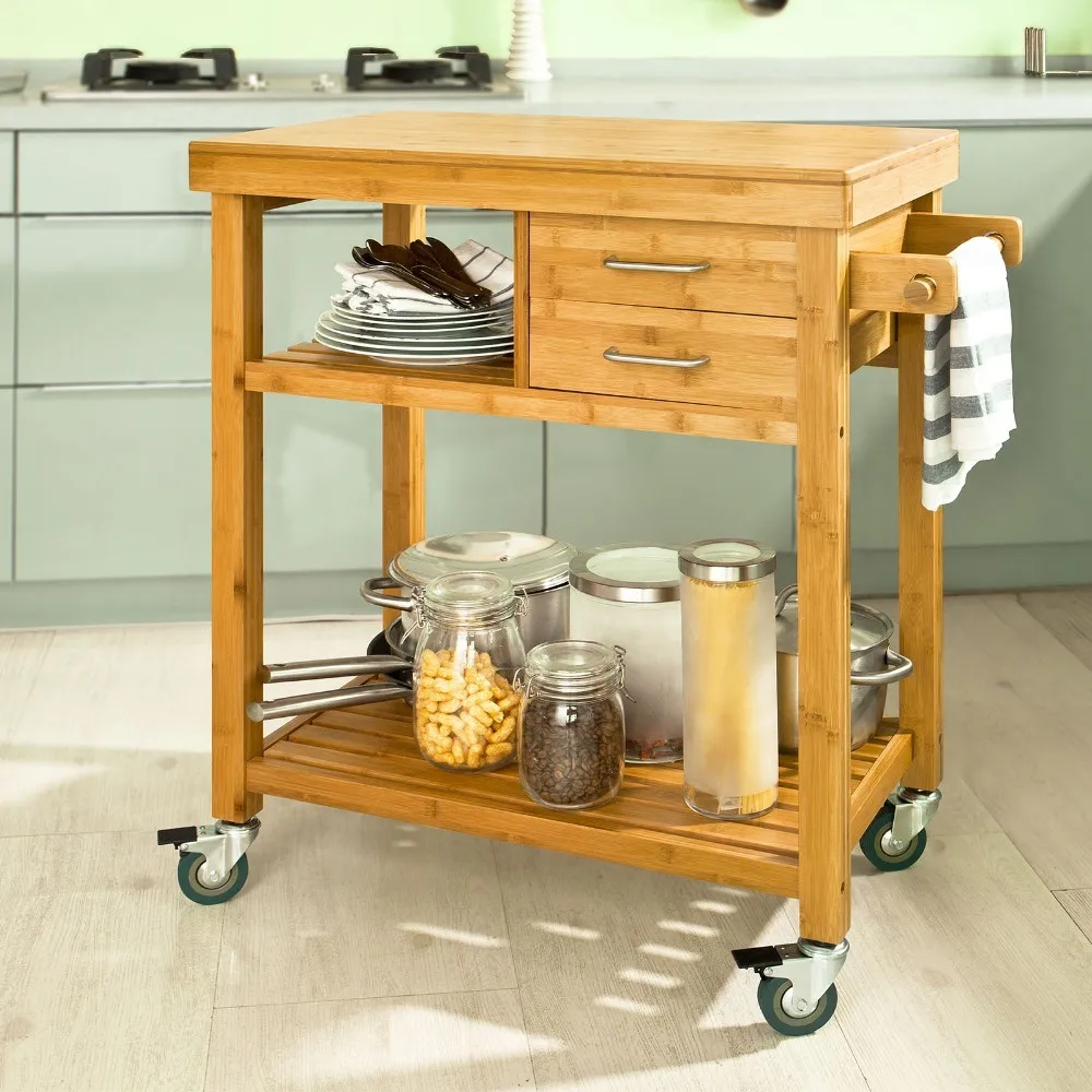 SoBuy FKW26-N Bamboo Storage Trolley Serving Trolley Kitchen Cart 2 Drawers and Shelves
SoBuy FKW26-N Bamboo Storage Trolley Serving Trolley Kitchen Cart 2 Drawers and Shelves