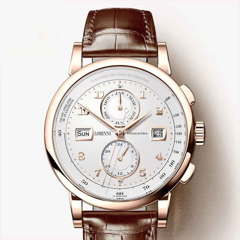 LOBINNI Men Watch Switzerland Luxury Brand Seagull Automatic Mechanical Sapphire Leather Tracymeter Multi-function Clocks L16001
LOBINNI Men Watch Switzerland Luxury Brand Seagull Automatic Mechanical Sapphire Leather Tracymeter Multi-function Clocks L16001