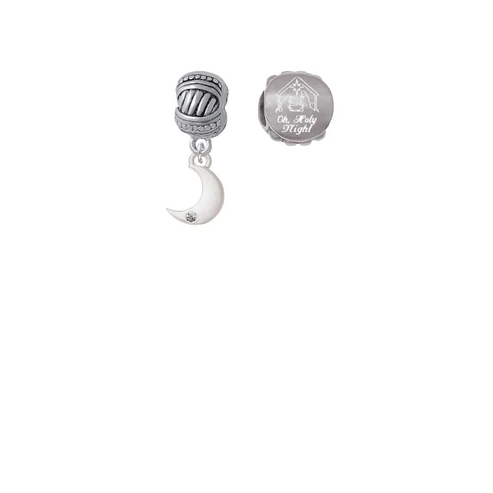 Silvertone Small Crescent Moon Come Let us Adore Him Charm Beads (набор из 2) |