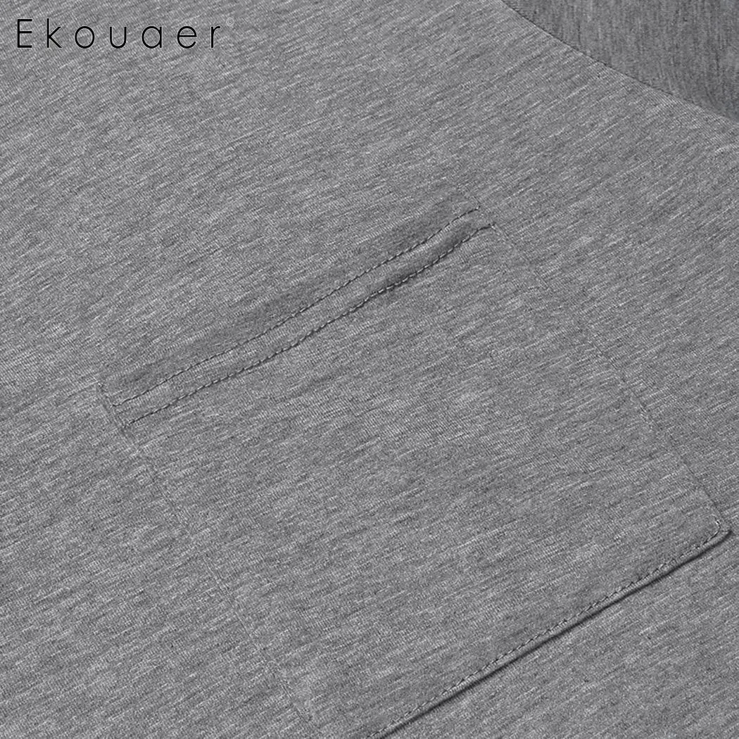 Ekouaer мужская длинная ночная рубашка одежда для сна с v образным вырезом и коротким