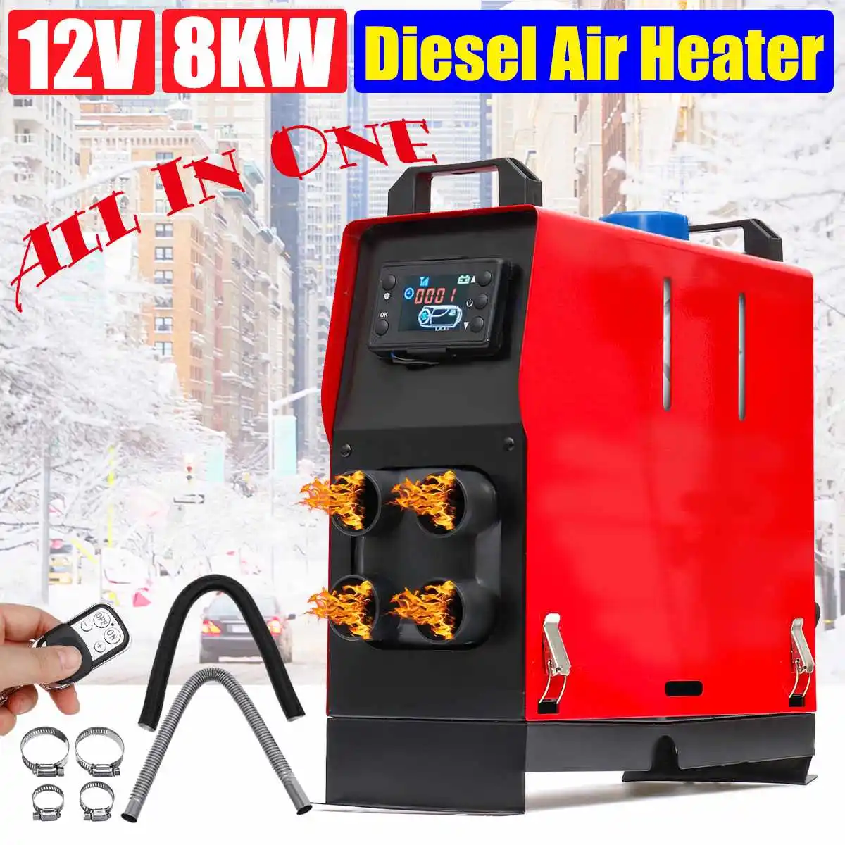 All In One Car Heater 12V 8KW Air Diesels LCD Minotor Parking Remote Thermostat Control For RV Tailer Trucks | Автомобили и