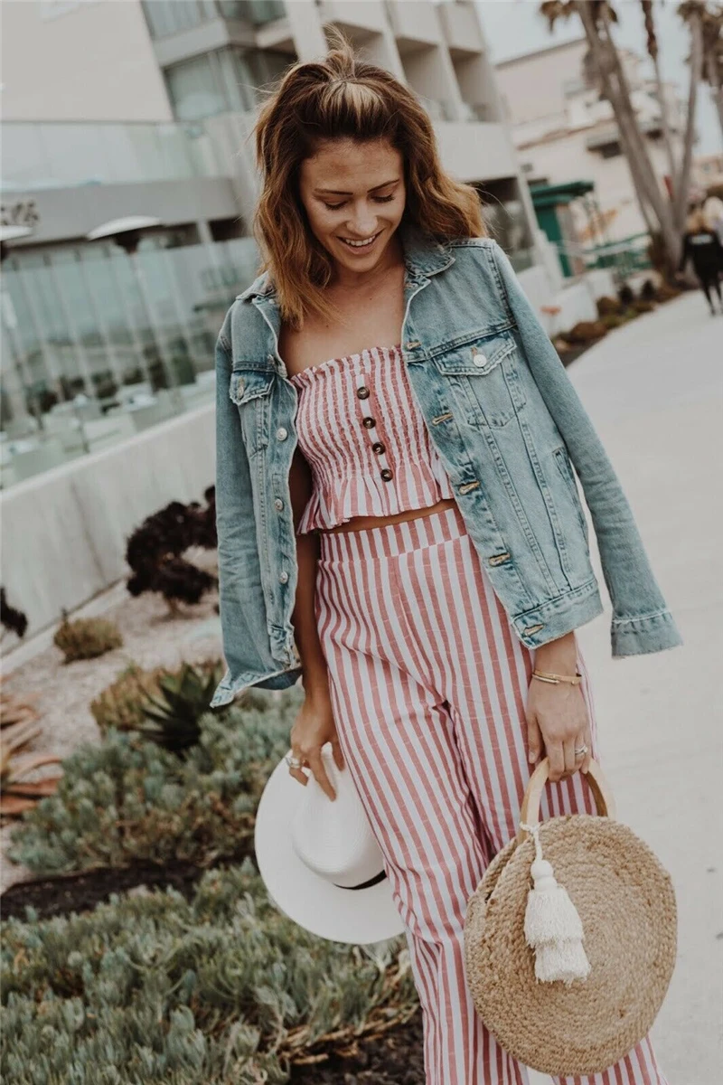 2019 New Arrival Women Summer Casual Clothes Sets Strapless Crop Tops +High Waist Wide Leg Pants 2PCS Casual Outfits Sets
2019 New Arrival Women Summer Casual Clothes Sets Strapless Crop Tops +High Waist Wide Leg Pants 2PCS Casual Outfits Sets