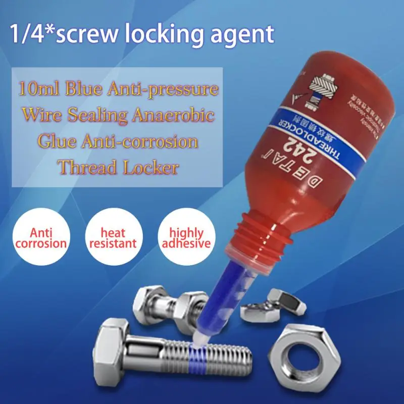 1Pc/4Pcs 10ml 242 Liquid Glue Blue Anaerobic Adhesive Removable Sealant Thread Super Glue For Metal Surfaces And Screw
1Pc/4Pcs 10ml 242 Liquid Glue Blue Anaerobic Adhesive Removable Sealant Thread Super Glue For Metal Surfaces And Screw