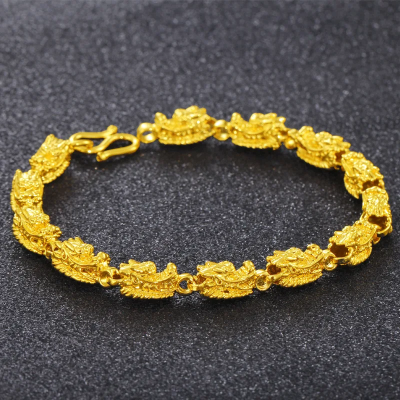 2019 new style 24K plated bracelets no fade brass dragon head beads chain bangle jewelry for women
2019 new style 24K plated bracelets no fade brass dragon head beads chain bangle jewelry for women