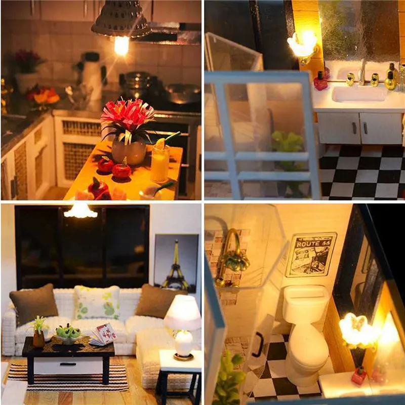 DIY Wooden Loft Apartments Dollhouse Modern Miniature Home Furniture Model Kit Children Handmade Craft Toys Kid LED Light Gift
DIY Wooden Loft Apartments Dollhouse Modern Miniature Home Furniture Model Kit Children Handmade Craft Toys Kid LED Light Gift