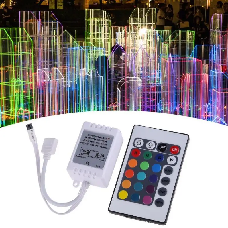 24 Keys IR Remote Controller Wireless Light Strip Security Drive 5050 RGB LED Light Strip Light Control Box
24 Keys IR Remote Controller Wireless Light Strip Security Drive 5050 RGB LED Light Strip Light Control Box