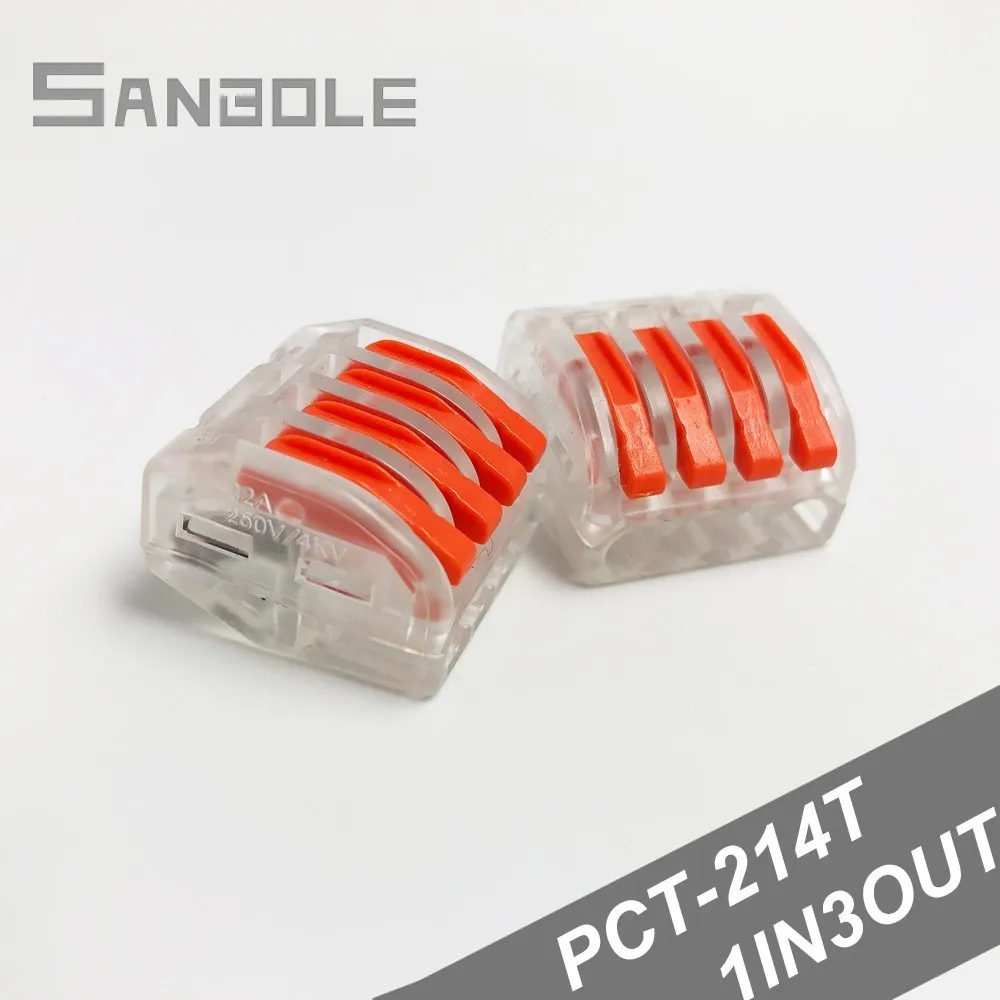 Wire Connector 214T transparent 4 Pins Terminal Block Universal Compact Terminals box cage 32A/400V (100PCS)
Wire Connector 214T transparent 4 Pins Terminal Block Universal Compact Terminals box cage 32A/400V (100PCS)
