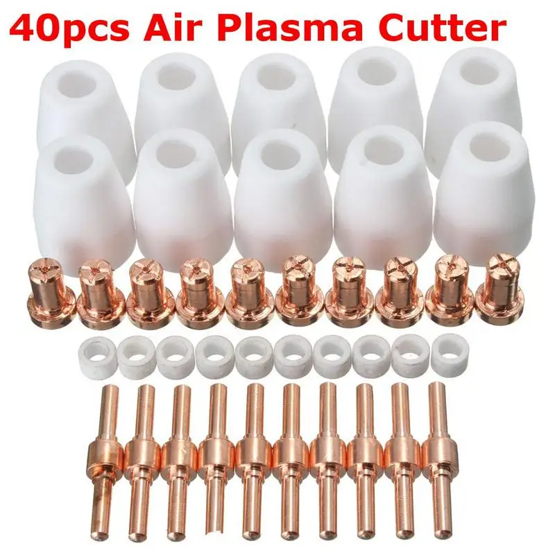 40PCS Air Plasma Cutter Plasma Tip Nozzle Electrode Extended Cutting Consumable For CUT-50 CUT-40D PT-31 LG-40
40PCS Air Plasma Cutter Plasma Tip Nozzle Electrode Extended Cutting Consumable For CUT-50 CUT-40D PT-31 LG-40