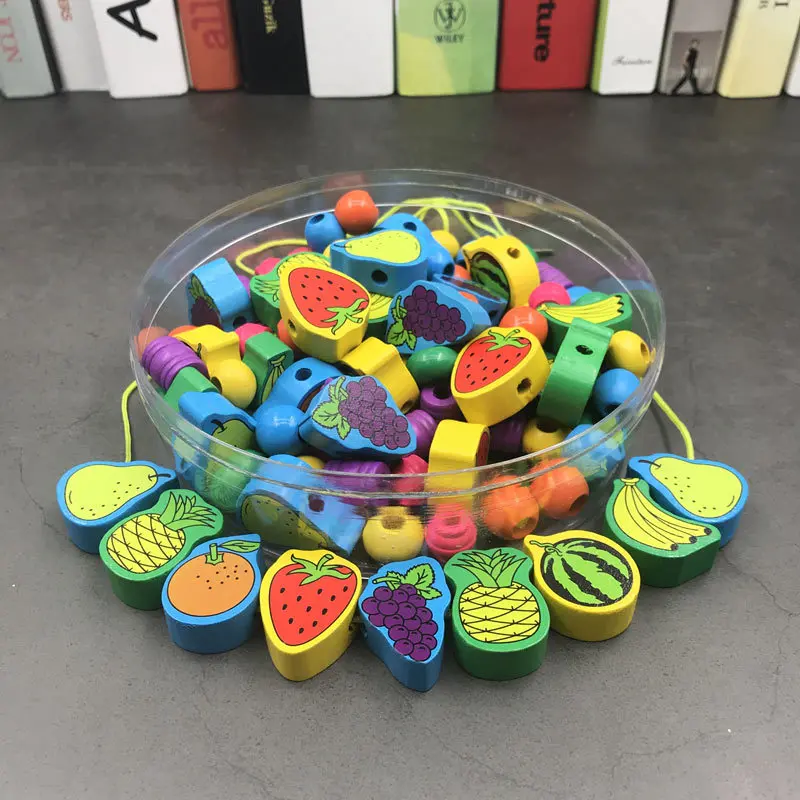 85pcs Wooden toys Baby DIY Toy Cartoon Fruit Animal Stringing Threading Wooden beads toy Monterssori Educational for Children
85pcs Wooden toys Baby DIY Toy Cartoon Fruit Animal Stringing Threading Wooden beads toy Monterssori Educational for Children