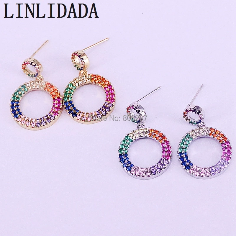 4Pair Pave Rainbow Cubic zircon hollow circle dangle earrings lady elegant CZ earrings for Wedding Party Jewelry
4Pair Pave Rainbow Cubic zircon hollow circle dangle earrings lady elegant CZ earrings for Wedding Party Jewelry