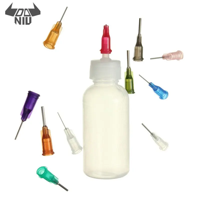 DANIU Multicolored 50ml Needle Dispenser Bottle Empty E-liquid for Dispenser Rosin Solder Flux Paste with 11 Needles Tool Parts
DANIU Multicolored 50ml Needle Dispenser Bottle Empty E-liquid for Dispenser Rosin Solder Flux Paste with 11 Needles Tool Parts