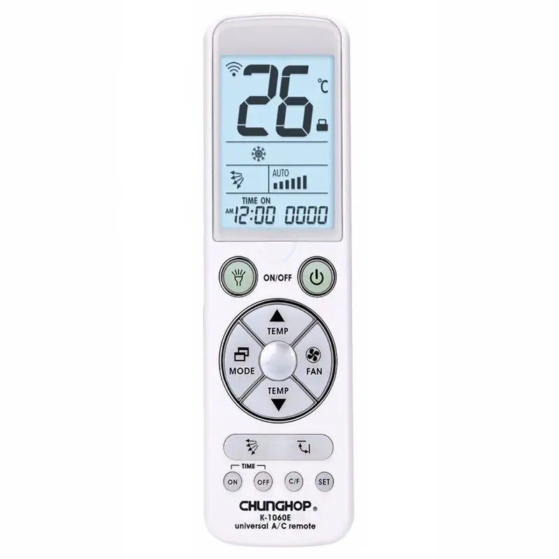 CHUNGHOP with back light big monitor Universal controller Air Conditioner air conditioning remote control K-1060e
CHUNGHOP with back light big monitor Universal controller Air Conditioner air conditioning remote control K-1060e