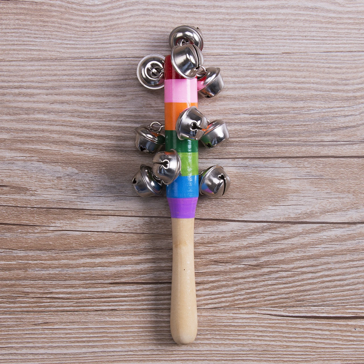 Детская Радужная коляска с ручкой деревянный палочка колокольчиком погремушка |