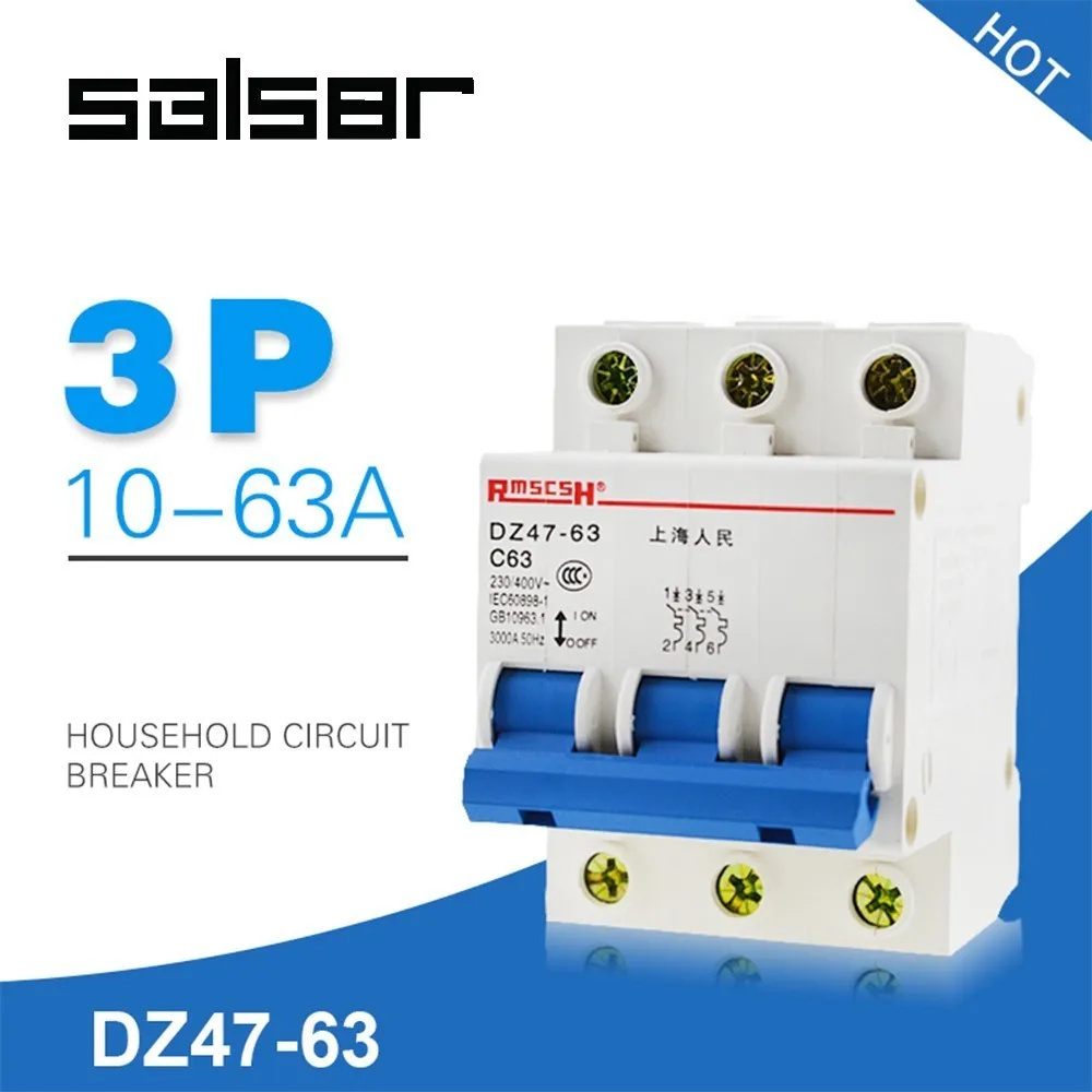 DZ47-63 3P Household Atmosphere Switch Short Protect C45 Type Small-sized Circuit Breaker 10/16/20/25/32/40/50/63A
DZ47-63 3P Household Atmosphere Switch Short Protect C45 Type Small-sized Circuit Breaker 10/16/20/25/32/40/50/63A