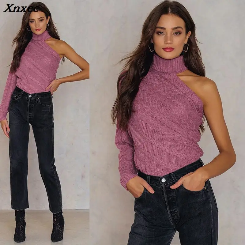 autumn winter Turtleneck one shoulder knitted sweater women Fashion twist pullovers female Sexy high street white women sweaters
autumn winter Turtleneck one shoulder knitted sweater women Fashion twist pullovers female Sexy high street white women sweaters