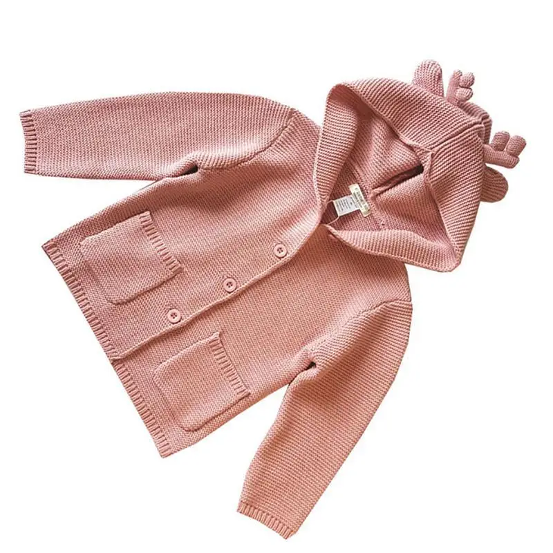 2018 Korean Baby Coat Boys And Girls Animal Ears Sweater Children's Pure Color Kids Cardigan | Мать и ребенок