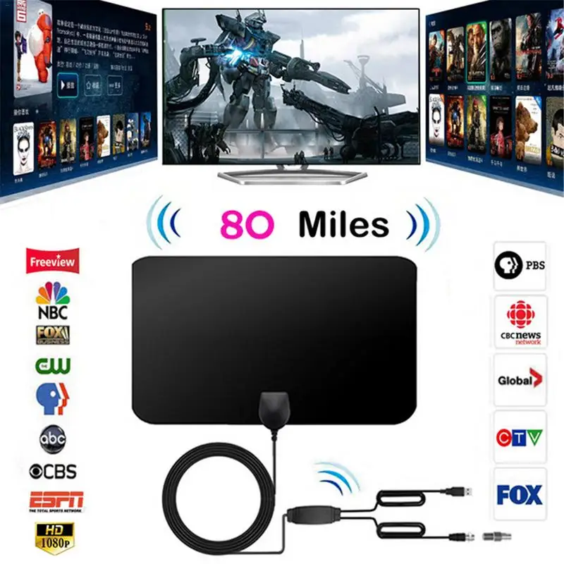 50pcs 1080P 80 Mile Range Double Amplified HDTV Antenna With Detachable Signal Amplifier Booster 4M Coaxial Cable TV Antenna
50pcs 1080P 80 Mile Range Double Amplified HDTV Antenna With Detachable Signal Amplifier Booster 4M Coaxial Cable TV Antenna