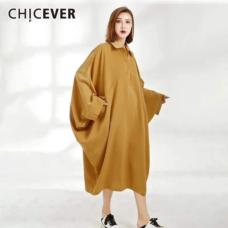 CHICEVER Spring Casual Women Dress Lapel Batwing Sleeve Button Loose Plus Size Mid-calf Dresses Female Top Clothing 2020 New
CHICEVER Spring Casual Women Dress Lapel Batwing Sleeve Button Loose Plus Size Mid-calf Dresses Female Top Clothing 2020 New
