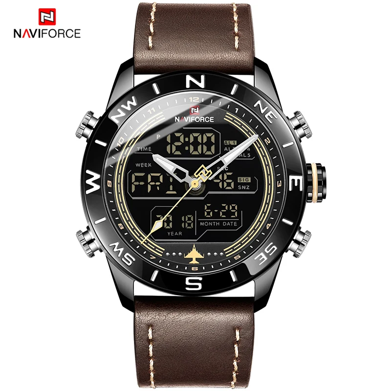 NAVIFORCE Mens Sport Watches Analog Digital Chronograph Military Leather Quartz Wrist Watch Waterproof Clock Male Reloj Hombre
NAVIFORCE Mens Sport Watches Analog Digital Chronograph Military Leather Quartz Wrist Watch Waterproof Clock Male Reloj Hombre