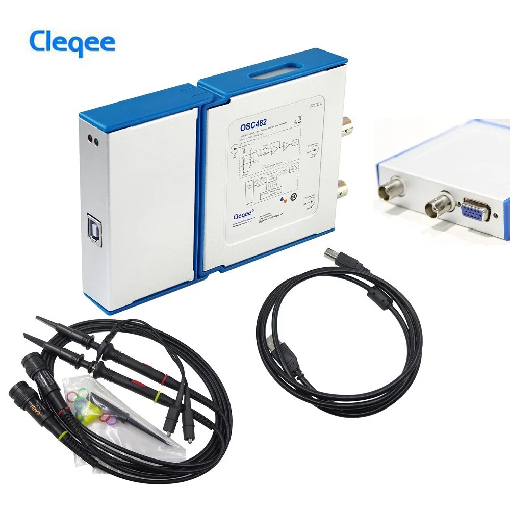 Cleqee двухканальный Виртуальный осциллограф для ПК OSC482 50M выборка 20M полоса