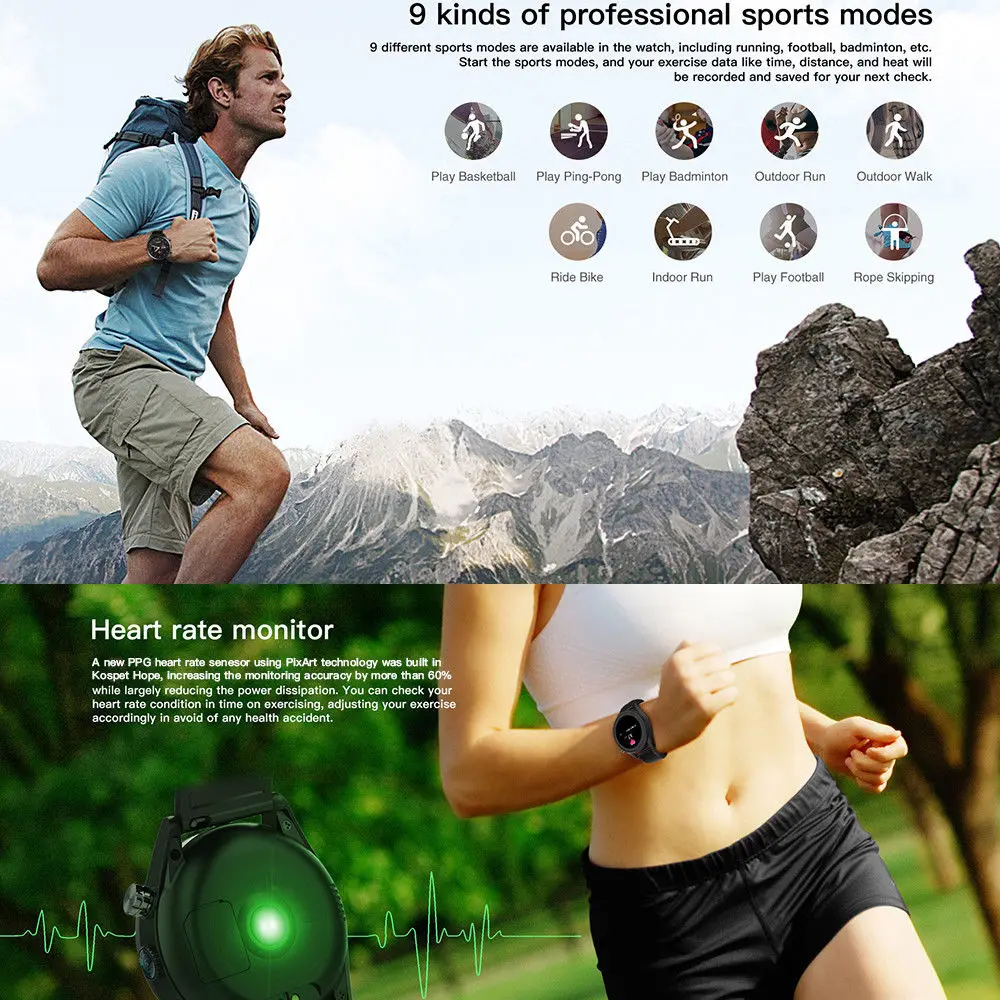 Kospet Hope 3G + 32G 4G-LTE SmartWatch 1 39 ɺMOLED WIFI GPS/ГЛОНАСС 8MP Android7.1.1 | Электроника