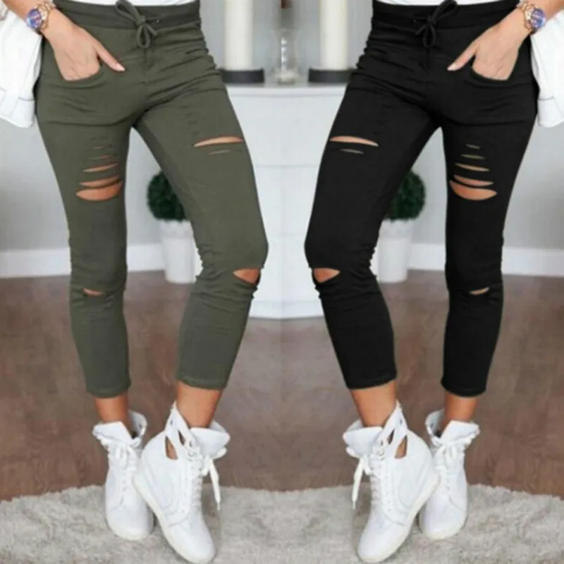 Summer Skinny Jeans Women Denim Pants Holes Destroyed Knee Pencil Pants Casual Trousers Black White Stretch Ripped Jeans
Summer Skinny Jeans Women Denim Pants Holes Destroyed Knee Pencil Pants Casual Trousers Black White Stretch Ripped Jeans