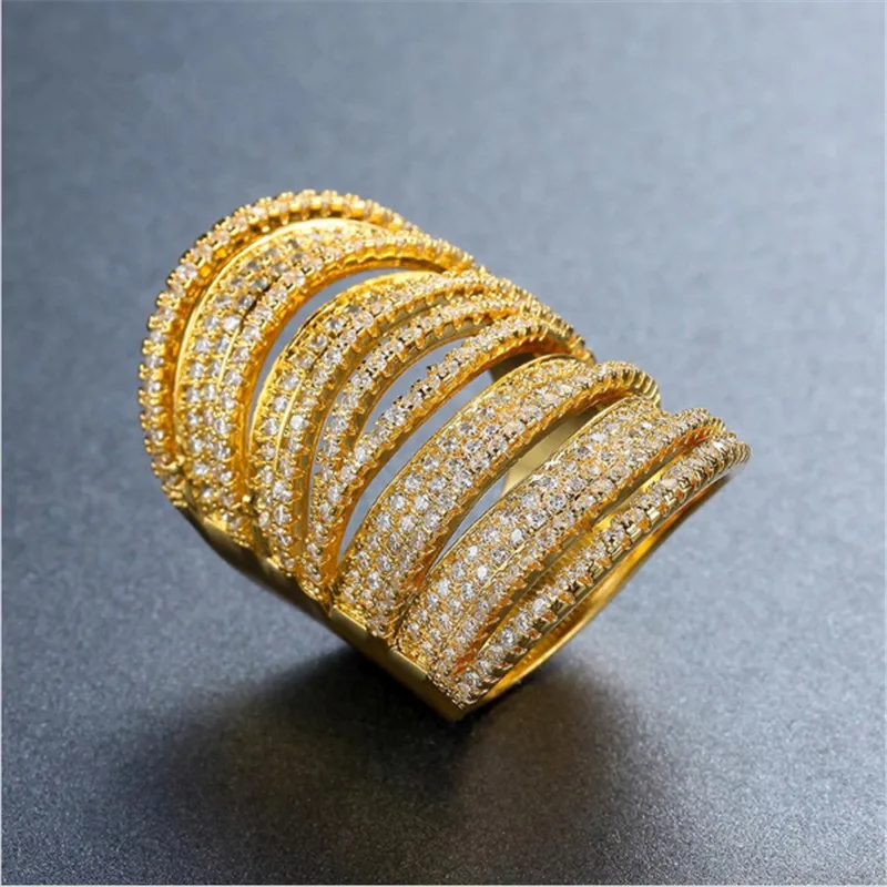 

Huitan Vintage Cocktail Party Ring with Tiny Brilliant Cubic Zirconia Pave Setting Luxury Jewelry Fashion Rings for Women