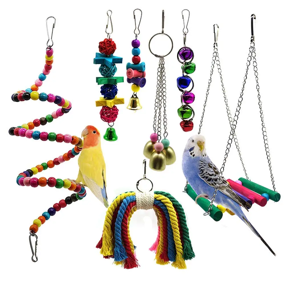 Bird Parrot Toys, 7 Packs Bird Swing Chewing Hanging Perches With Bells For Pet Parrot Lovebird Howl Budgie Cockatiels Macaws
Bird Parrot Toys, 7 Packs Bird Swing Chewing Hanging Perches With Bells For Pet Parrot Lovebird Howl Budgie Cockatiels Macaws