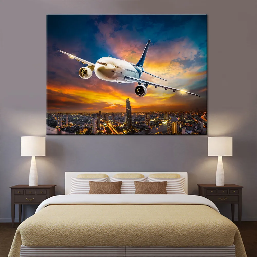 Wall Art Decorative Painting 1 Panel Dusk City Big Plane Canvas Picture For Living Room Or Bedroom Modern HD Print Type
Wall Art Decorative Painting 1 Panel Dusk City Big Plane Canvas Picture For Living Room Or Bedroom Modern HD Print Type