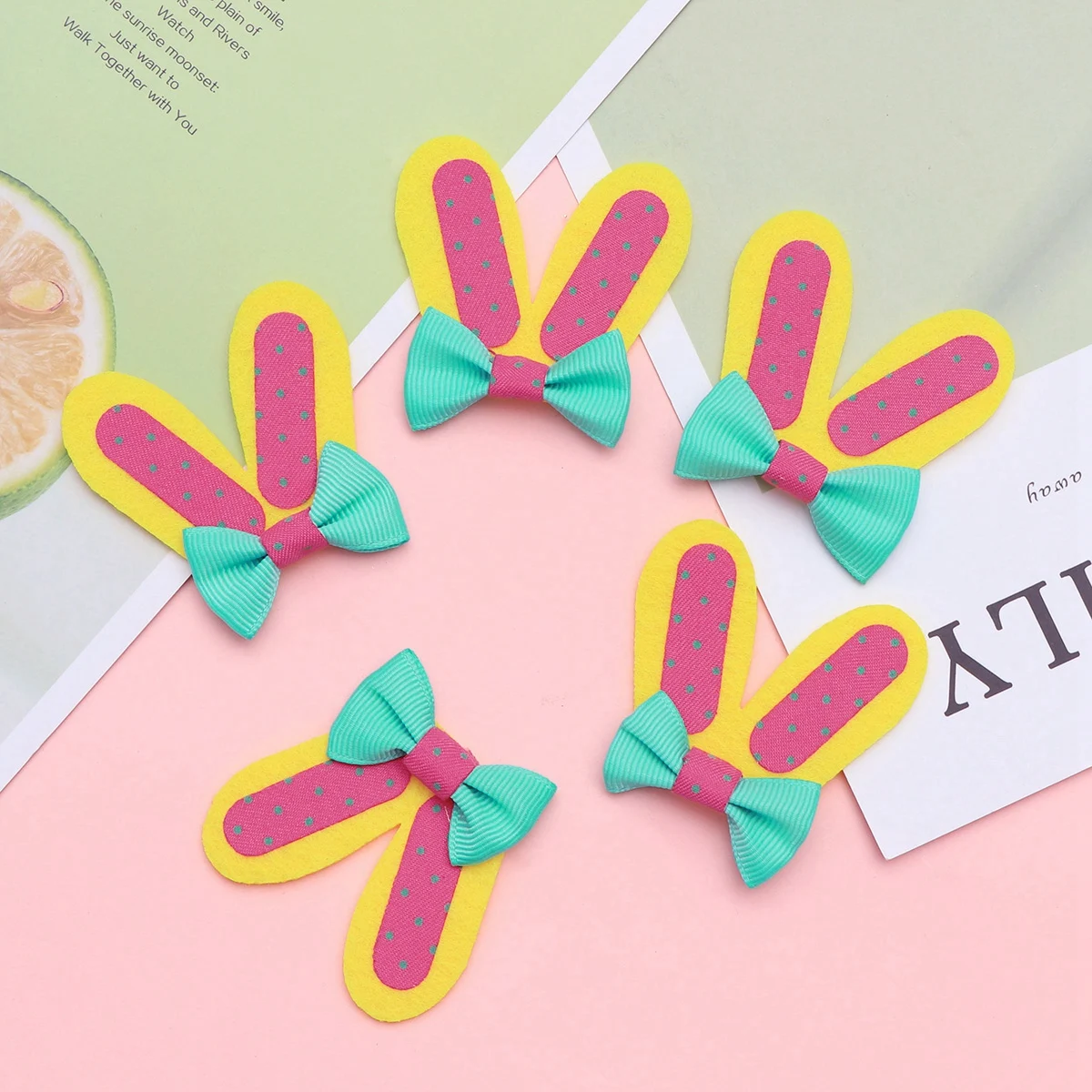 5pcs/Pack Easter Rabbit Ears Bowknots DIY Headwear Accessories Handmade Material Lovely Decoration (1) | Аксессуары для одежды