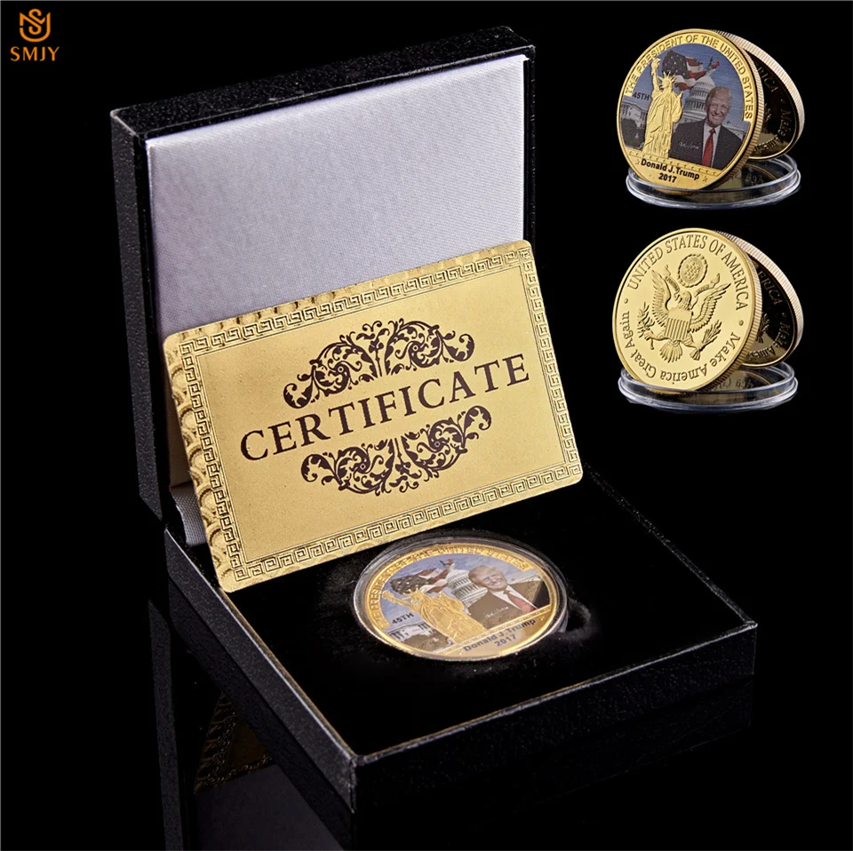 USA President Donald Trump And White House Challenge Silver/Gold Plated Metal Souvenir Coin W/Luxury Gift Box
USA President Donald Trump And White House Challenge Silver/Gold Plated Metal Souvenir Coin W/Luxury Gift Box