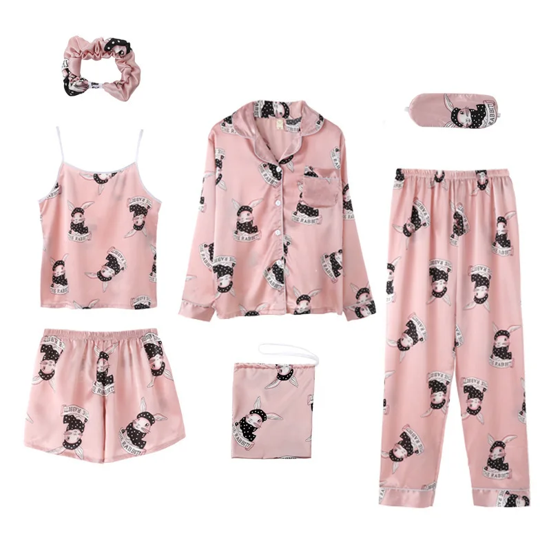 Lisacmvpnel 7 Pcs Printing Women Pajama Set Ice Silk Spring New Top+Pant+Nightdress Set Sleepwear
Lisacmvpnel 7 Pcs Printing Women Pajama Set Ice Silk Spring New Top+Pant+Nightdress Set Sleepwear
