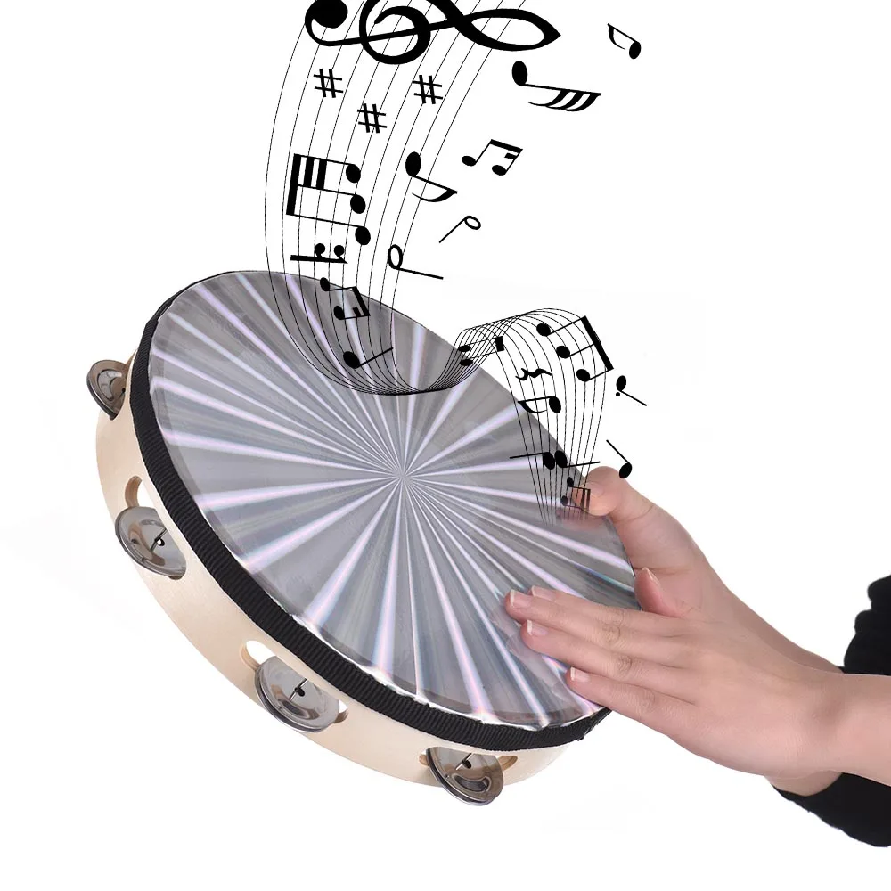 6/ 8/ 10 Inch Wooden Radiant Tambourine Handbell Hand Drum with Single Row Jingles Reflective Drum Head Percussion Instrument
6/ 8/ 10 Inch Wooden Radiant Tambourine Handbell Hand Drum with Single Row Jingles Reflective Drum Head Percussion Instrument