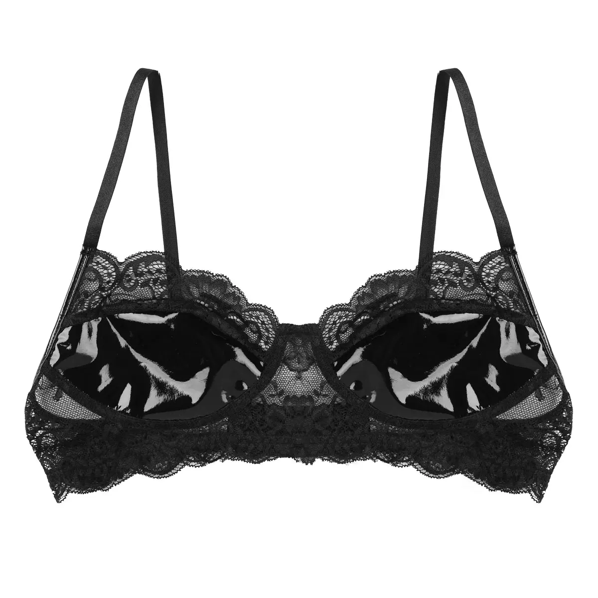 Womens Sexy Clubwear Black Soft Adjustable Spaghetti Straps Lingerie Exotic Nightwear Lace Faux Leather Wire-free Unlined Bra
Womens Sexy Clubwear Black Soft Adjustable Spaghetti Straps Lingerie Exotic Nightwear Lace Faux Leather Wire-free Unlined Bra
