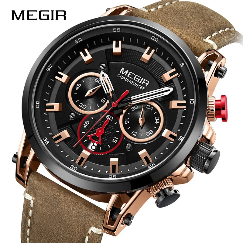 MEGIR Men's Sports Watches Top Brand Luxury Leather Quartz Wrist Watch Men Waterproof Army Military Clock Male Relogio Masculino
MEGIR Men's Sports Watches Top Brand Luxury Leather Quartz Wrist Watch Men Waterproof Army Military Clock Male Relogio Masculino