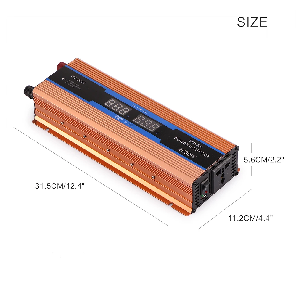 Car Inverter 2600W DC 12 V to AC 220 V Power Inverter Charger Converter Sturdy and Durable Vehicle Power Supply Switch
Car Inverter 2600W DC 12 V to AC 220 V Power Inverter Charger Converter Sturdy and Durable Vehicle Power Supply Switch