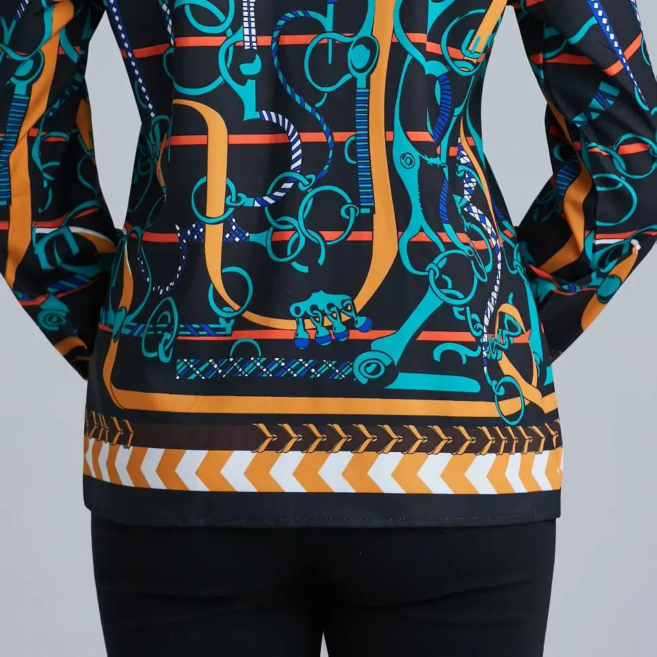 2019 European new women's clothing shirt long sleeve printed