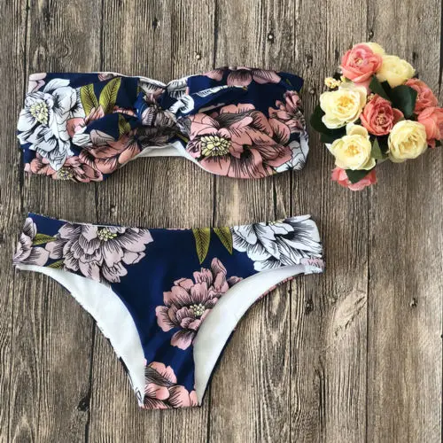 Summer New Stylish Women Bikini Set Floral Push-up Padded Bra Bandage Swimsuit Triangle Swimwear Bathing | Спорт и развлечения