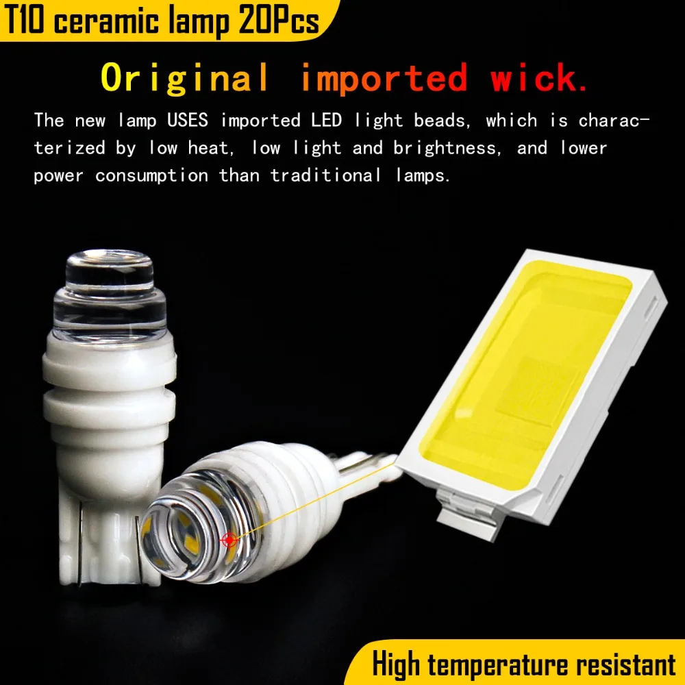 20PCS Error free LED White Bulbs Car Reverse Dome Light Luggage Compartment Pathway Lamps Wedge T10 W5W 3030 4014 501 Canbus
20PCS Error free LED White Bulbs Car Reverse Dome Light Luggage Compartment Pathway Lamps Wedge T10 W5W 3030 4014 501 Canbus