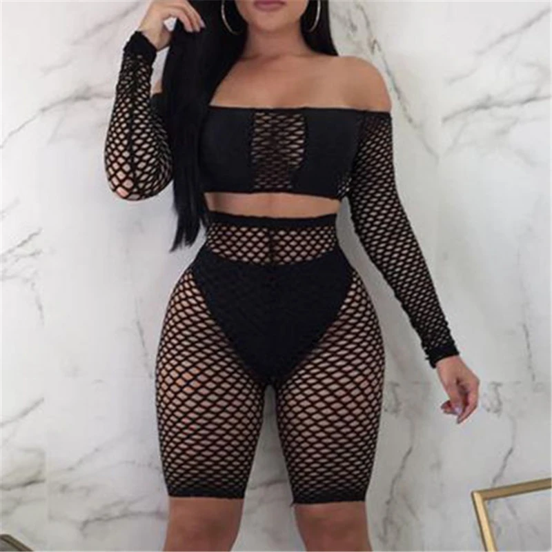 Sexy Women two piece set Summer Long Sleeve See Through Mesh Fishnet Crop Top and short Pants Set Beach Cover Up Solid костюм же
Sexy Women two piece set Summer Long Sleeve See Through Mesh Fishnet Crop Top and short Pants Set Beach Cover Up Solid костюм же