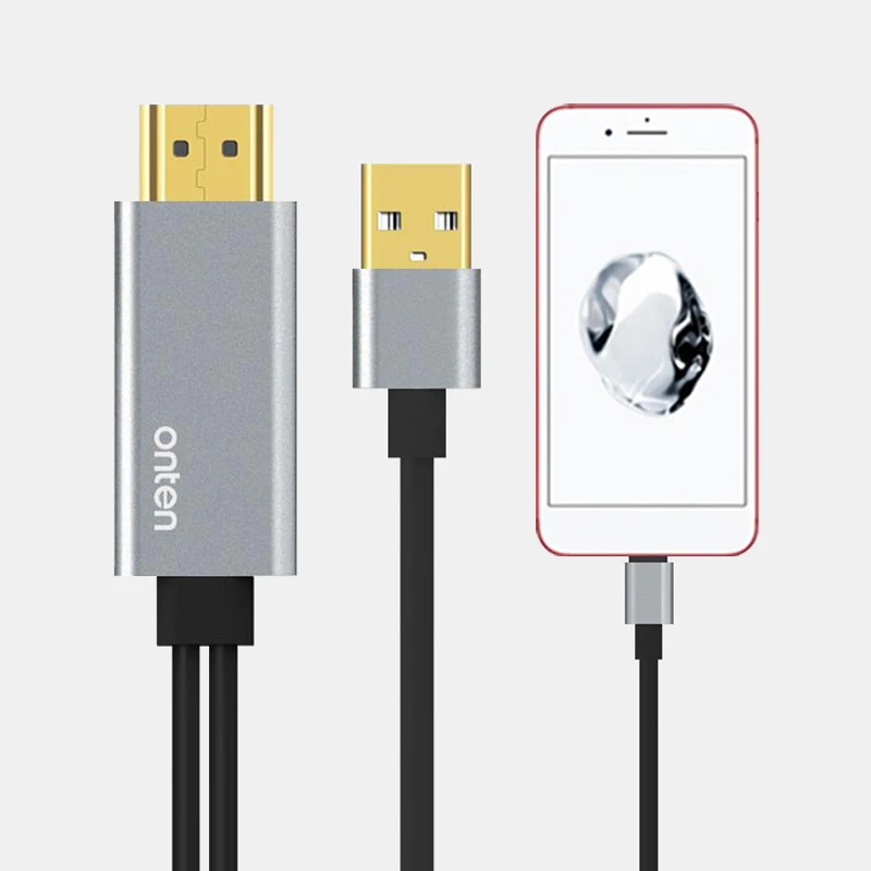 Конвертер USB в HDMI для зеркального кабеля Lightning/HDMI адаптер Apple iPhone X 8 7 6S iPad TV