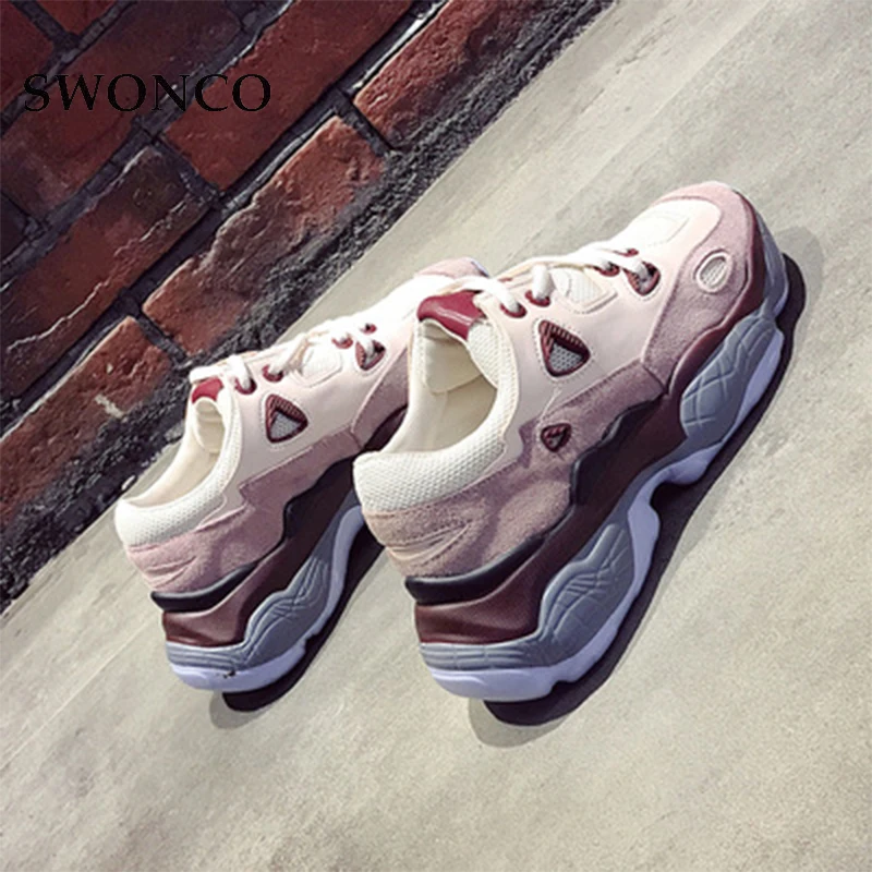 Женские кроссовки на платформе SWONCO Белые Повседневные массивной модные высоком