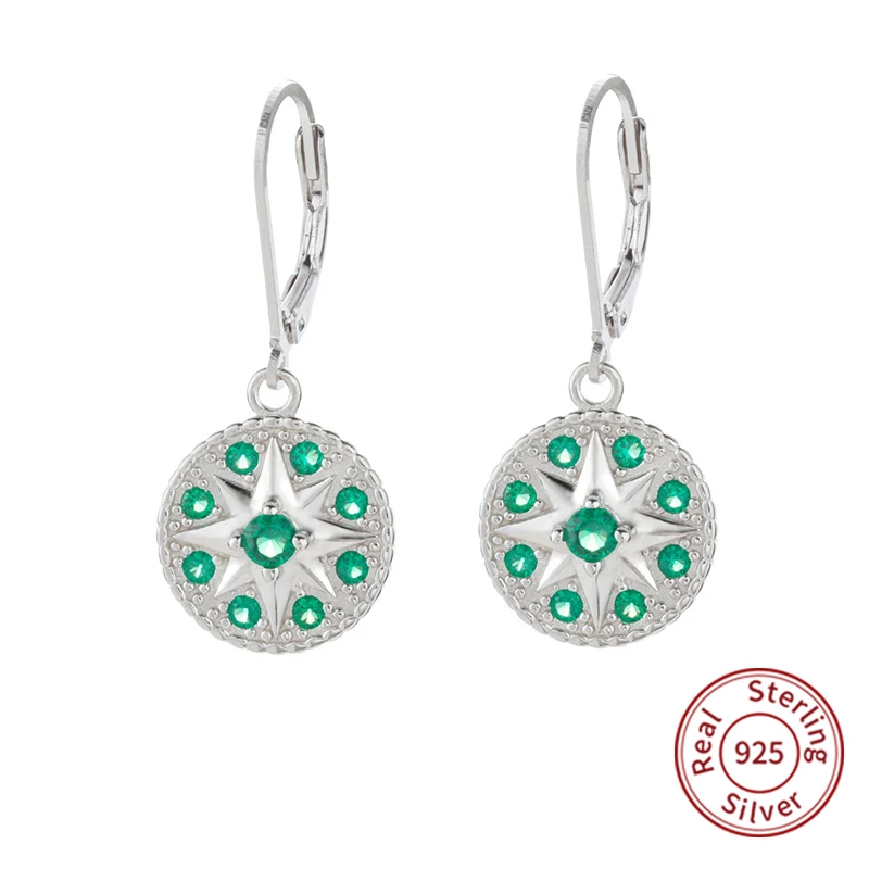 Classic 925 Silver Earrings Green Crystal Zirconia Round Six Pointed Star Drop Earrings Fashion Woman Jewelry Brincos zk40
Classic 925 Silver Earrings Green Crystal Zirconia Round Six Pointed Star Drop Earrings Fashion Woman Jewelry Brincos zk40