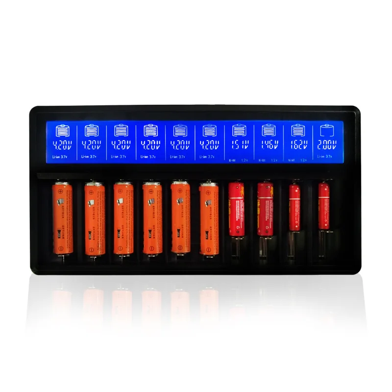 GTF 10-Slot Lithium Ion Ni-MH Ni-Cd Universal Smart Battery Charger with LED, 5V USB Output and EU Plug Power Adapter Battery
GTF 10-Slot Lithium Ion Ni-MH Ni-Cd Universal Smart Battery Charger with LED, 5V USB Output and EU Plug Power Adapter Battery