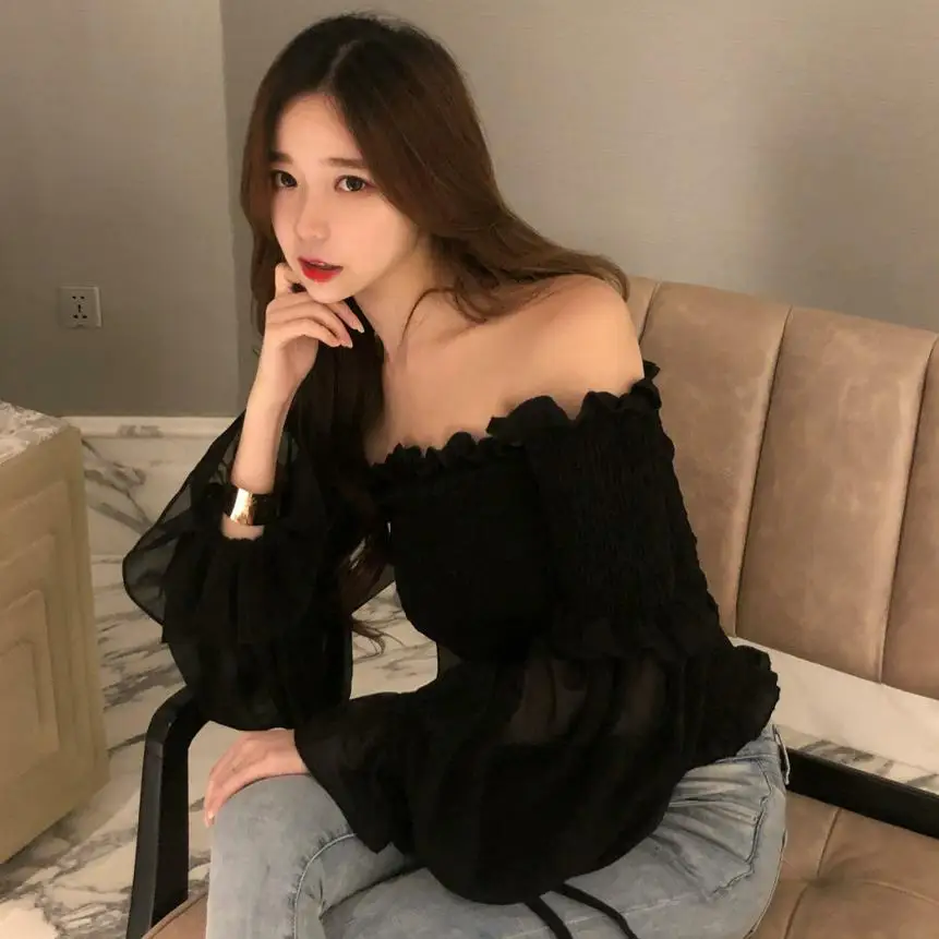 Women Ruffles Slash Neck Long Sleeve Off Shoulder Stretchy Chiffon Shirts Tee Girls Solid Sexy Blouses shirts Tops For Female
Women Ruffles Slash Neck Long Sleeve Off Shoulder Stretchy Chiffon Shirts Tee Girls Solid Sexy Blouses shirts Tops For Female