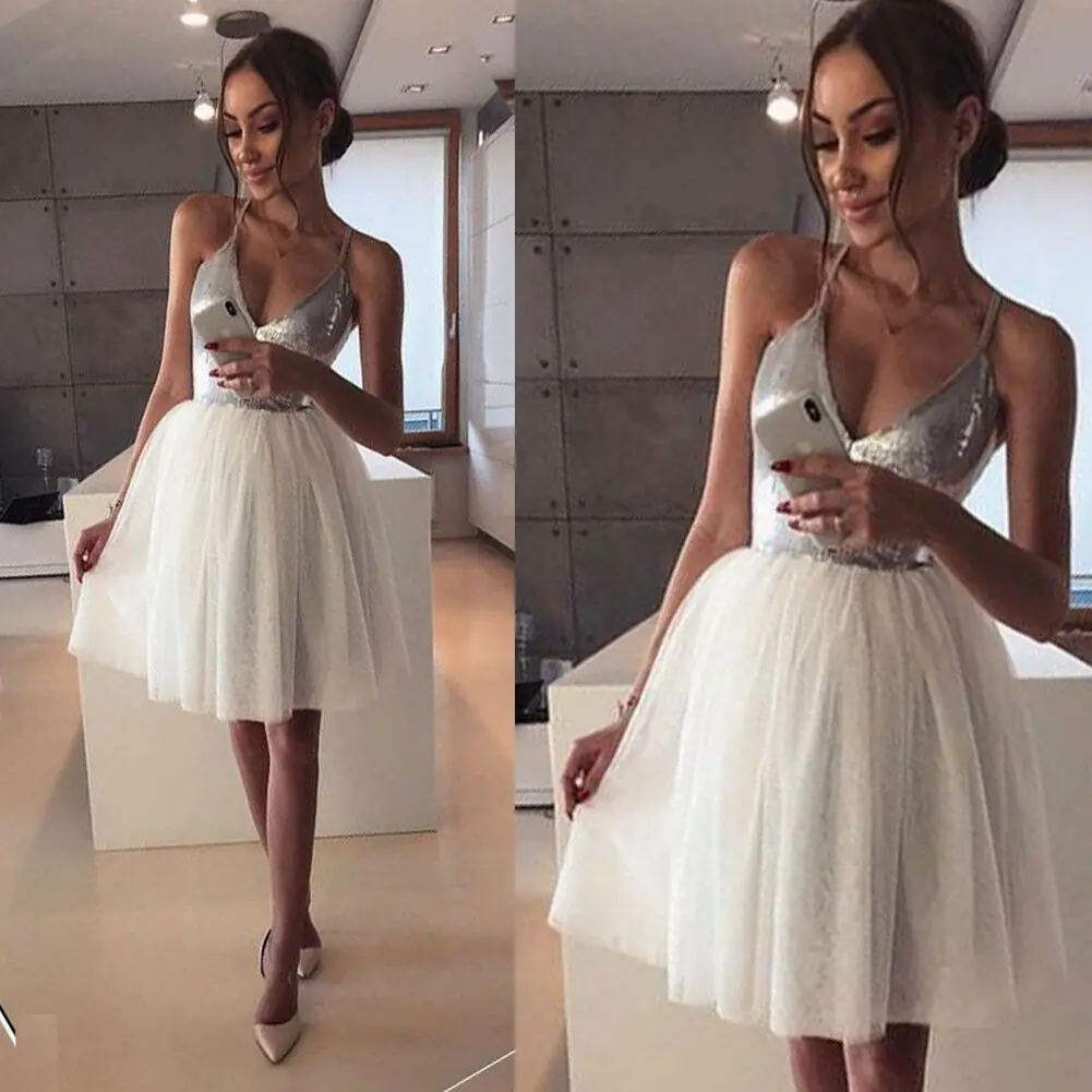 Women Sexy Sequin V neck Dress Ladies Evening Party A Line White Sleeveless Dress Elegant Robe Femme
Women Sexy Sequin V neck Dress Ladies Evening Party A Line White Sleeveless Dress Elegant Robe Femme