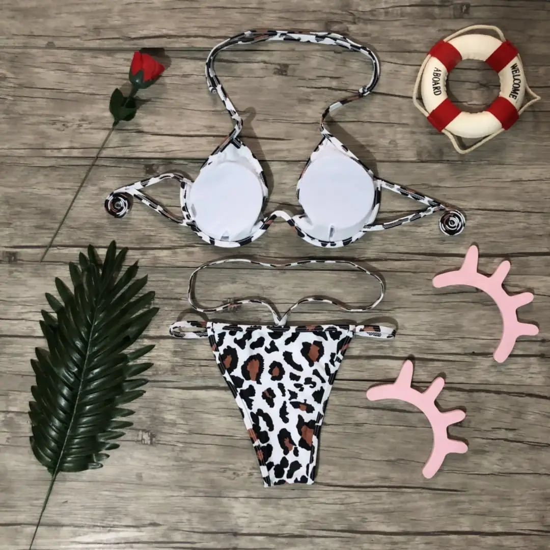 2019 New Style Fashion Hot Women Padded Push Up Summer Leopard Print Beachwear Bathing Suit Swimsuit Two-Piece Suits Bikini | Спорт и