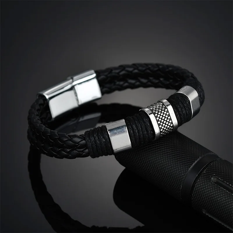 Fashion Black Brown Weave Leather braided Genuine Men Bracelet Male Bangles Dropshipping
Fashion Black Brown Weave Leather braided Genuine Men Bracelet Male Bangles Dropshipping